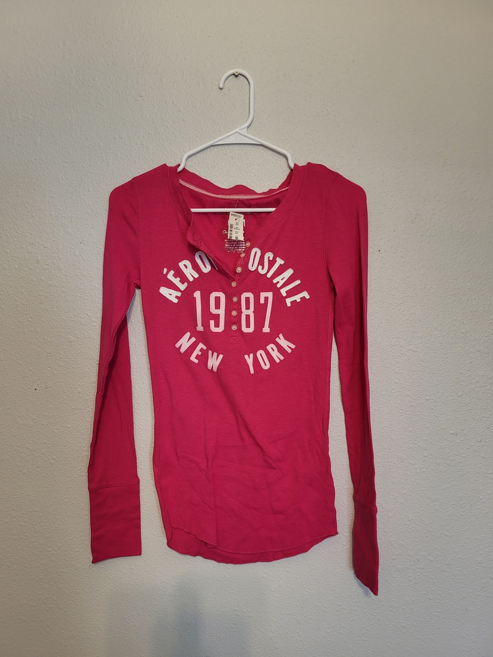 Aeropostale Girls' Pink 1987 New York Long Sleeve Top
